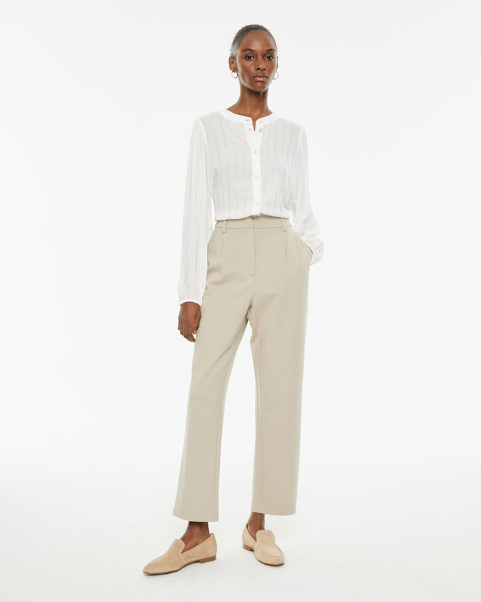 System Action Camisa Fluida Con Cuello Mao Y Detalle Lúrex