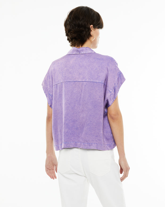 System Action Camisa Fluida Cuello Mao Con Bolsillos Plastrón Delanteros