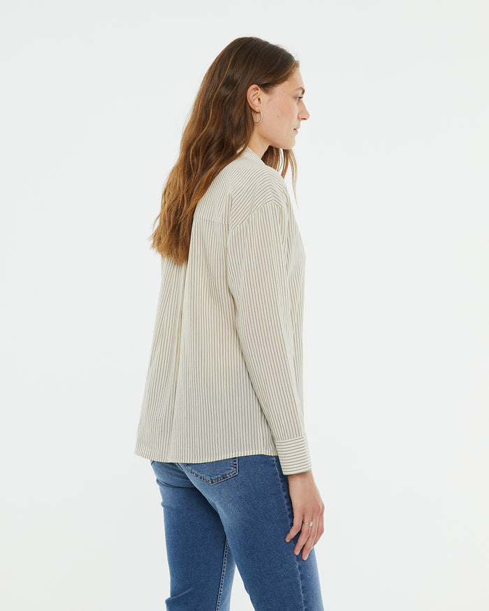 System Action Camisa Oversize De Rayas Con Manga Larga