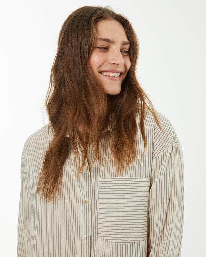 System Action Camisa Oversize De Rayas Con Manga Larga