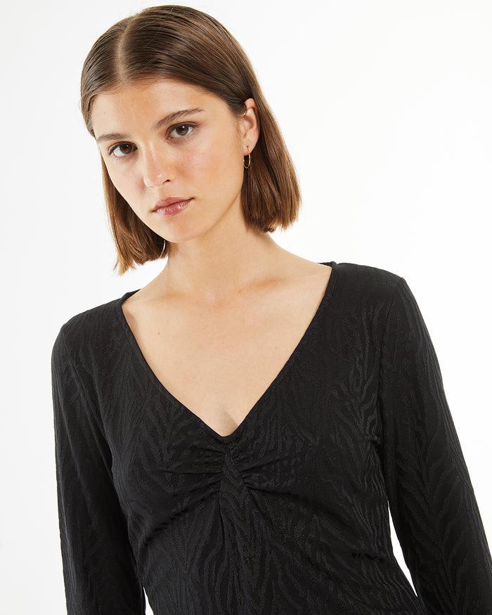 System Action Camiseta Ajustada Jacquard Detalle Fruncido Pecho