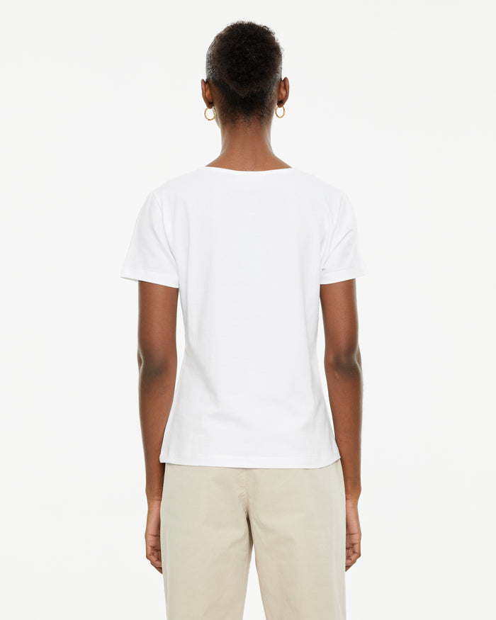 System Action Camiseta Ajustada Manga Corta Con Detalle Encaje En Escote Pico