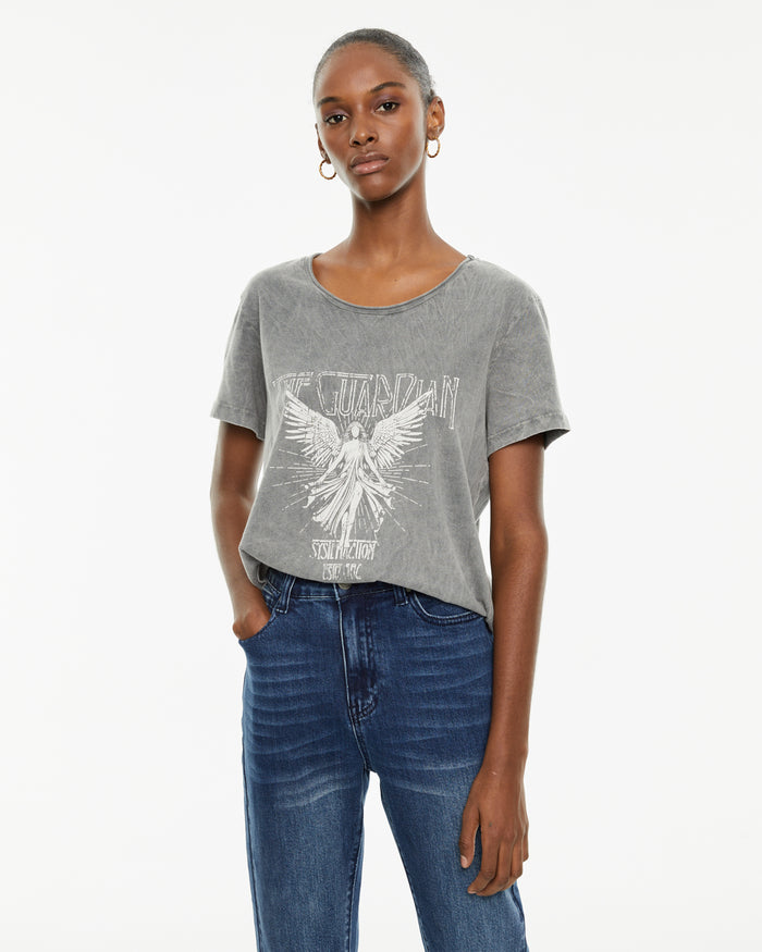 system action Camiseta algodón orgánico print ángel