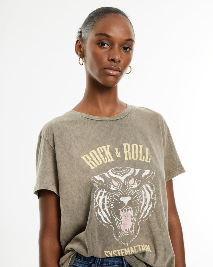 System Action Camiseta Algodón Orgánico Print Tigre Y Texto
