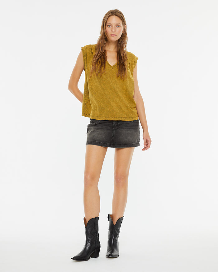 System Action Camiseta Cuello Pico Sin Mangas Con Detalle Pespuntes En Sisa