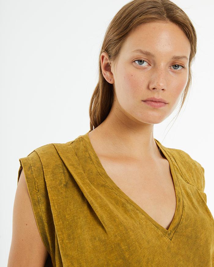 System Action Camiseta Cuello Pico Sin Mangas Con Detalle Pespuntes En Sisa