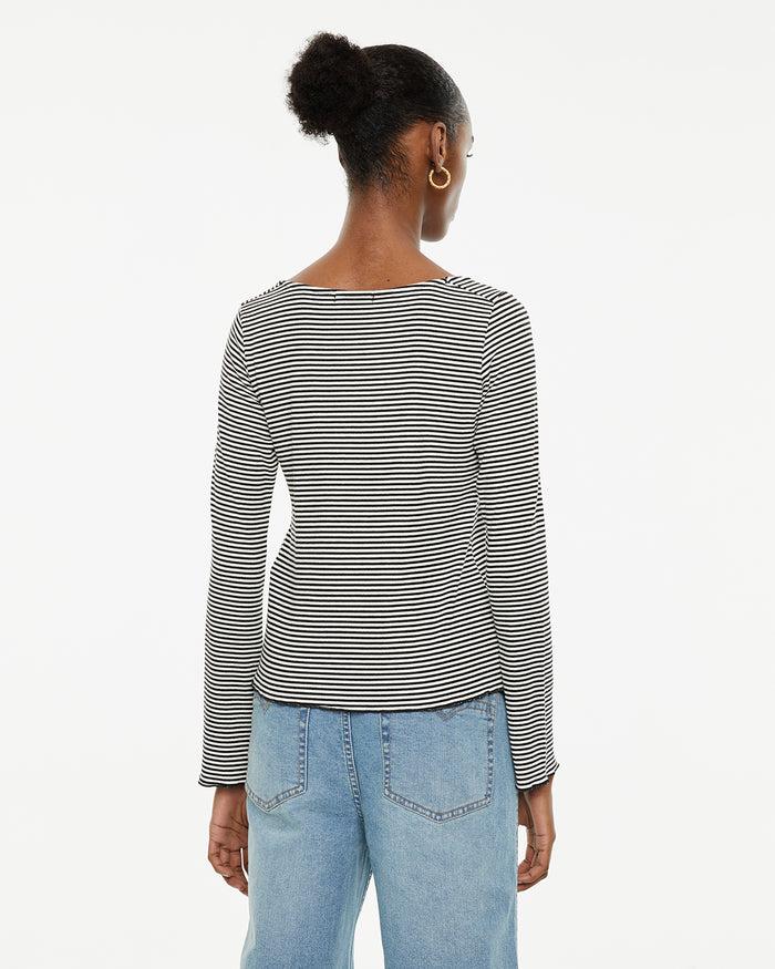 System Action Camiseta De Rayas Bicolor Detalle Baby Overlock