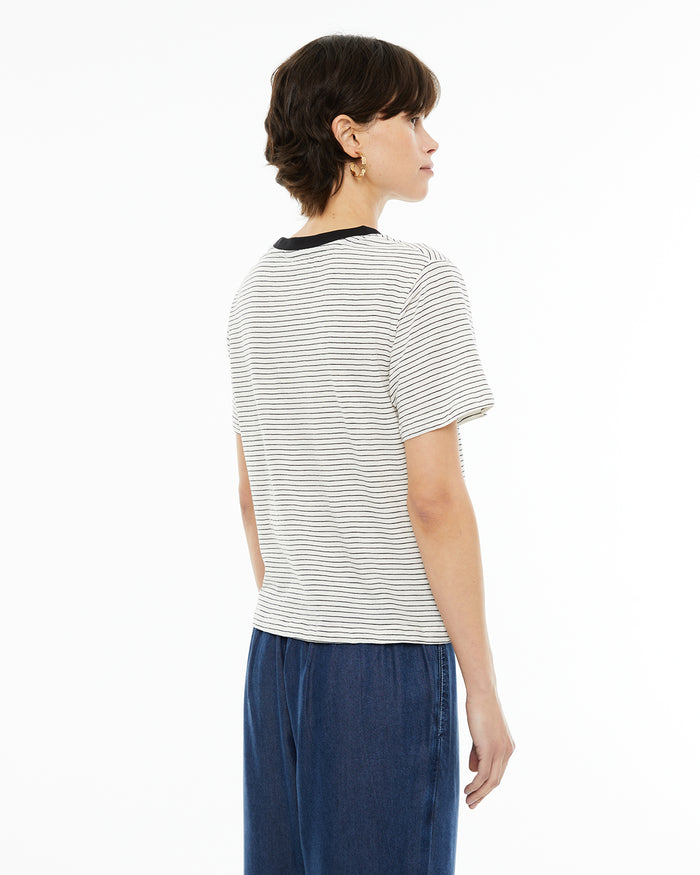 System Action Camiseta De Rayas Con Cuello Redondo A Contraste