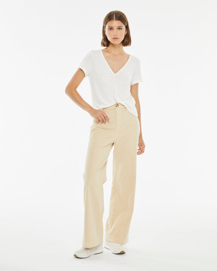 System Action Camiseta Manga Corta Con Detalle Frunce Centro Escote