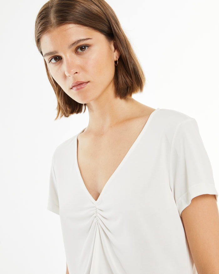 System Action Camiseta Manga Corta Con Detalle Frunce Centro Escote