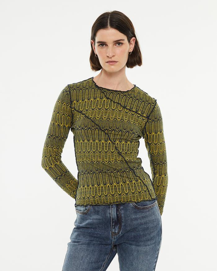 system action Camiseta manga larga jacquard psicodélic