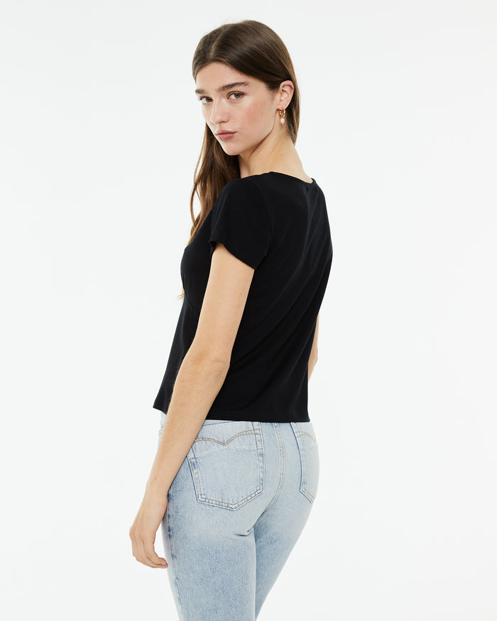 System Action Camiseta Negra De Manga Corta Y Cuello Pico