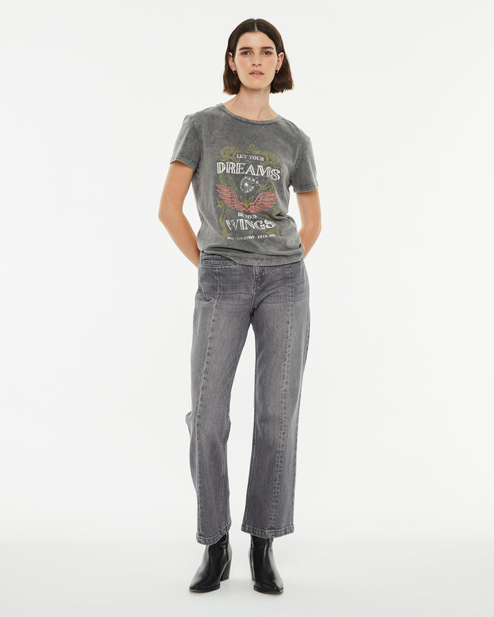 System Action Camiseta Oversize Manga Corta Estampado Alas