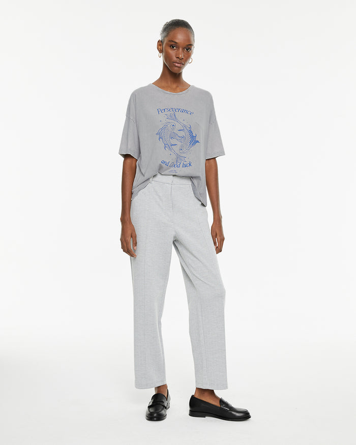 System Action Camiseta Oversize Manga Corta Estampado Peces