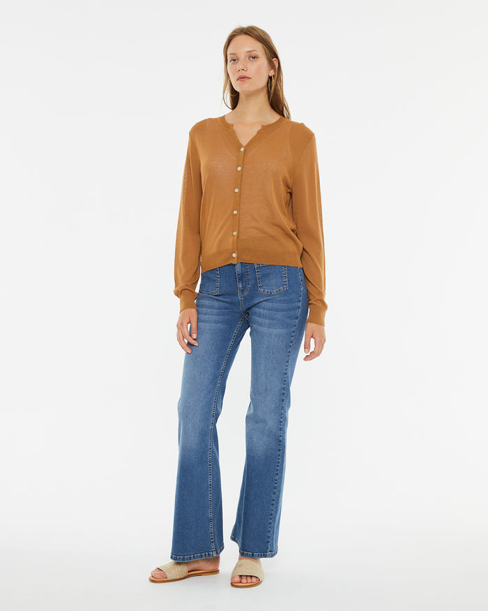 System Action Cárdigan Crop Manga Corta Con Cierre Botones