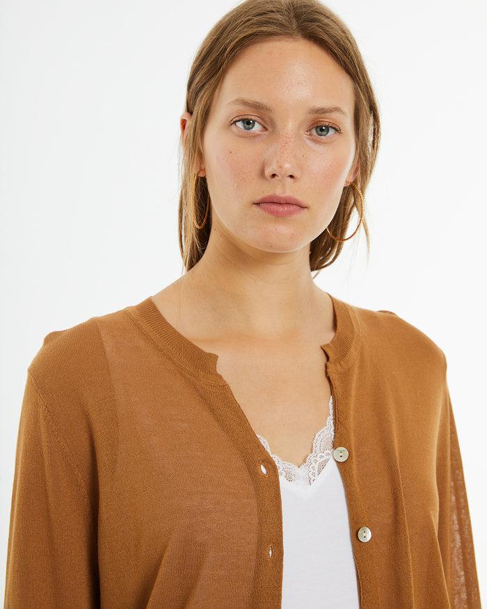 System Action Cárdigan Crop Manga Corta Con Cierre Botones