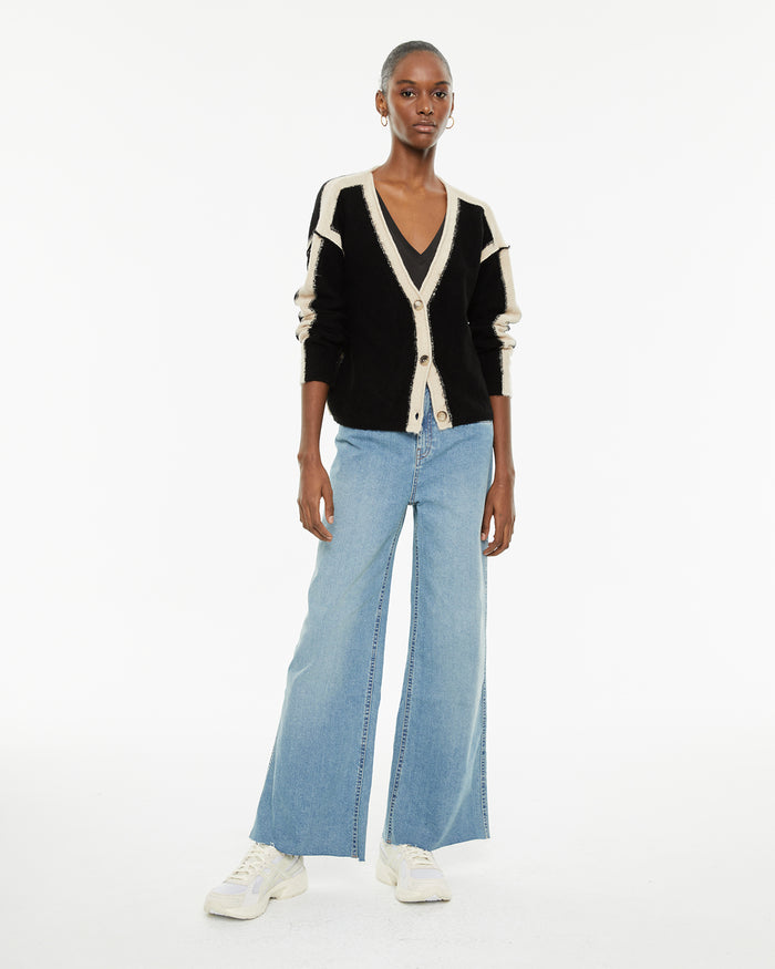 System Action Cárdigan De Punto Con Detalles A Contraste