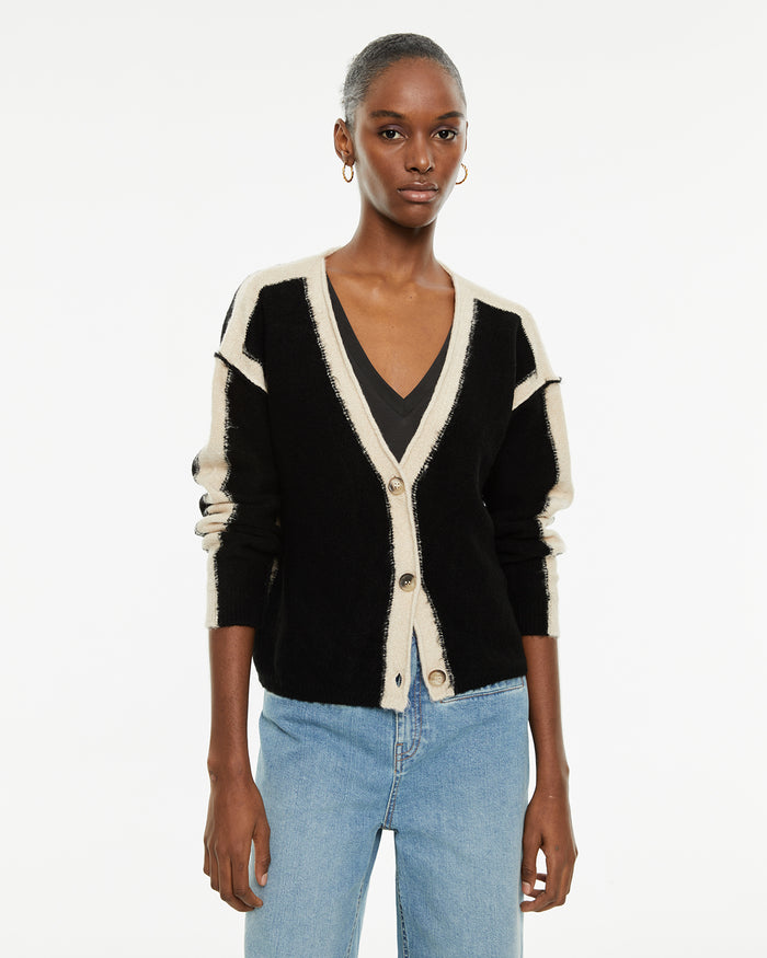 system action Cárdigan de punto con detalles a contraste