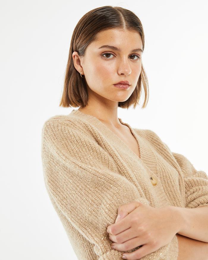 System Action Cárdigan De Punto Con Lúrex Con Cierre De Botones Delantero