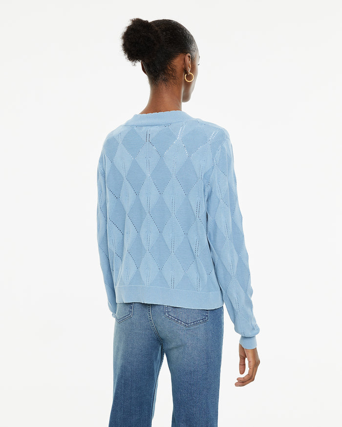 System Action Cárdigan Jacquard Rombos Tinte Efecto Desgastado