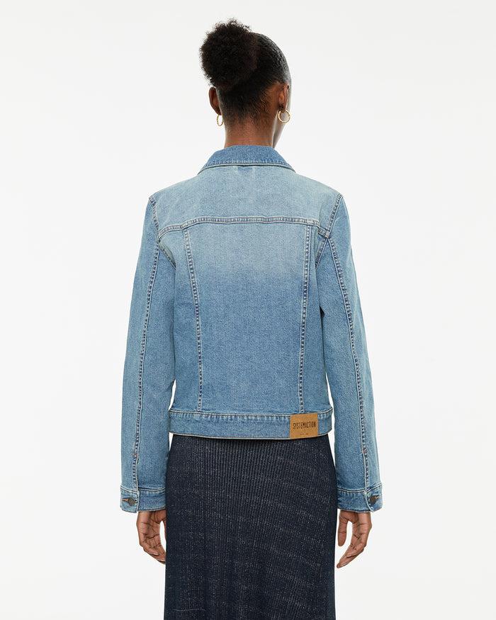 System Action Cazadora Denim Manga Larga Con Cuello Camisero Y Botones Plata