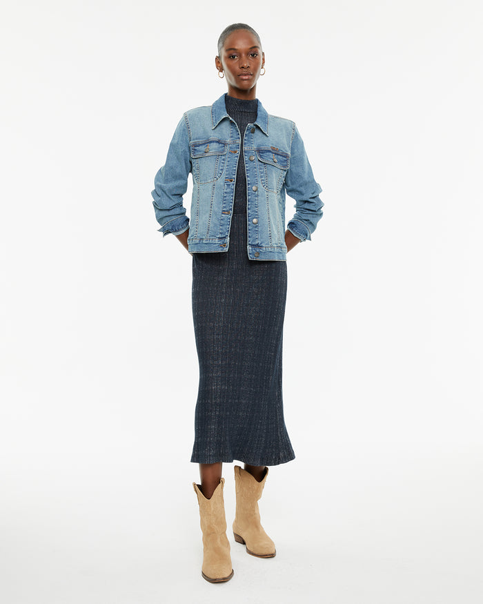 System Action Cazadora Denim Manga Larga Con Cuello Camisero Y Botones Plata