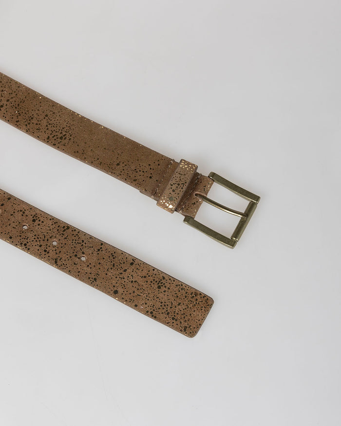 System Action Cinturón Camel Con Brillo Hebilla Metálica