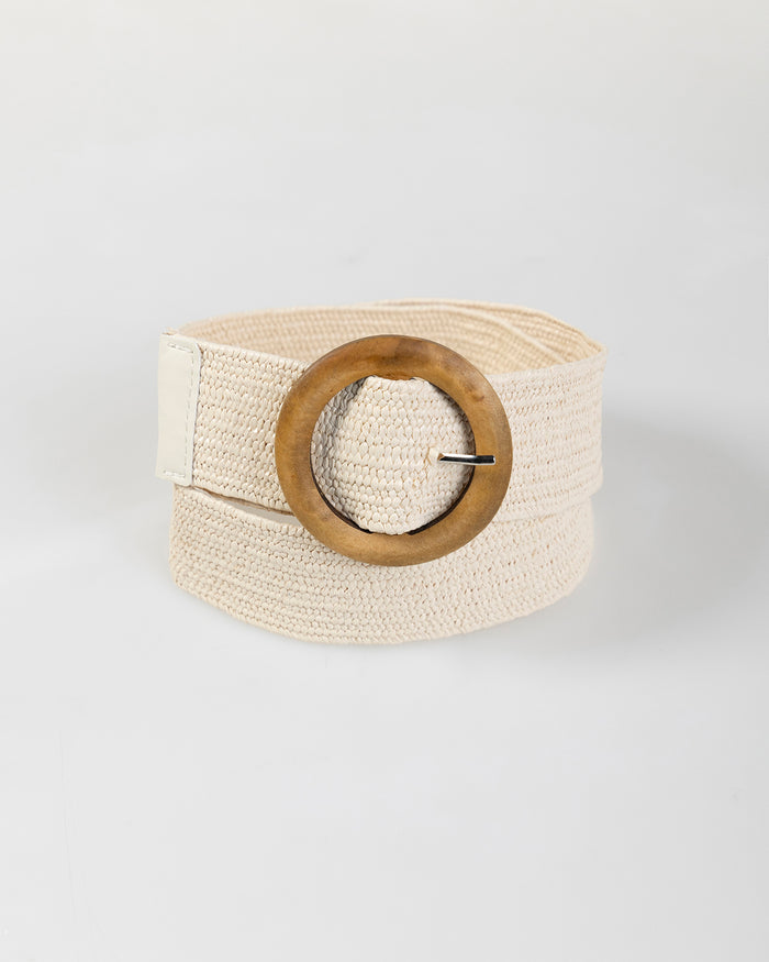 System Action Cinturón Elástico Con Hebilla Redonda Marrón