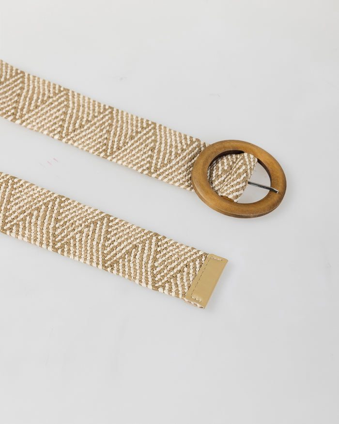 system action Cinturón elástico con hebilla redonda marrón