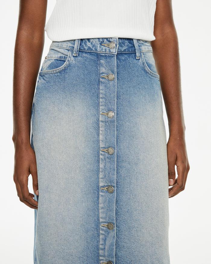 System Action Falda Denim Larga Con Bolsillos Delanteros