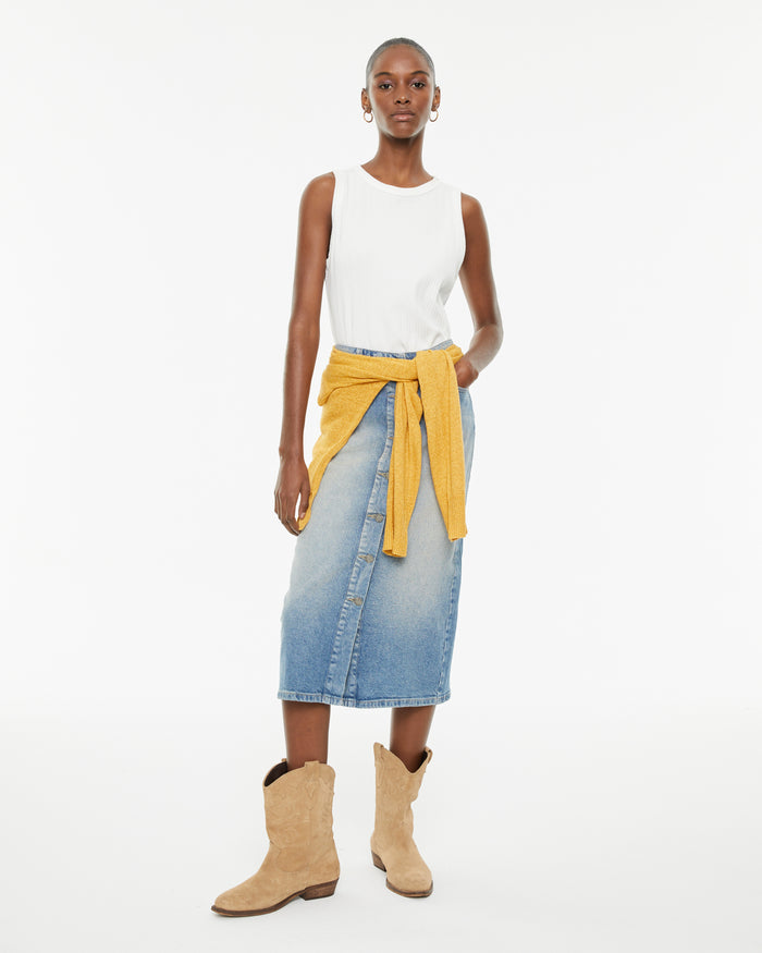 system action Falda denim larga con bolsillos delanteros