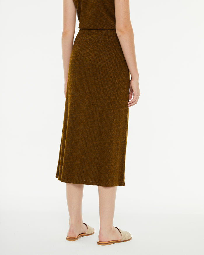 System Action Falda Midi Canalé Ajustada Efecto Jaspeado