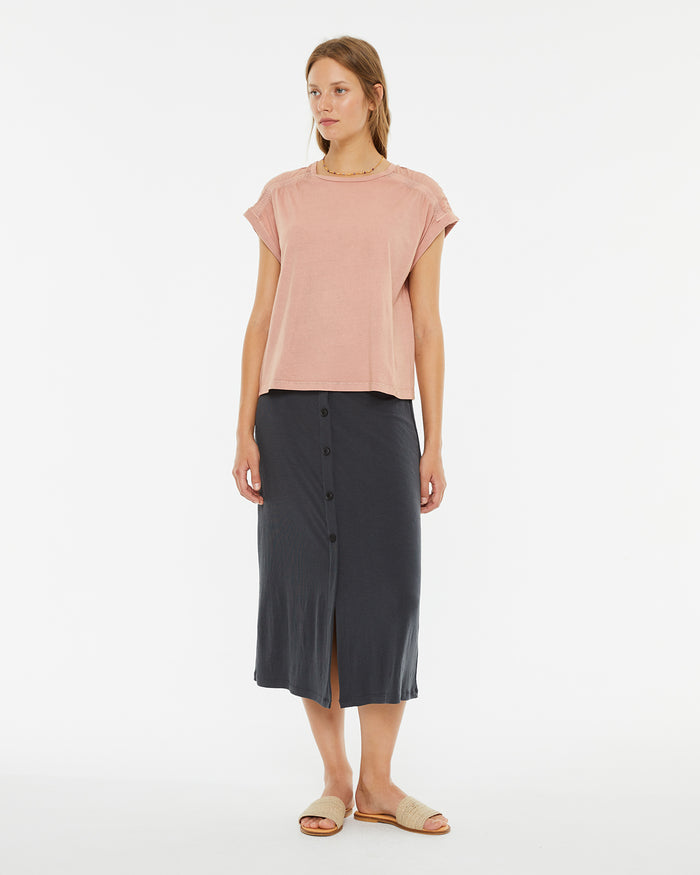 system action Falda midi con botones centrales en delantero