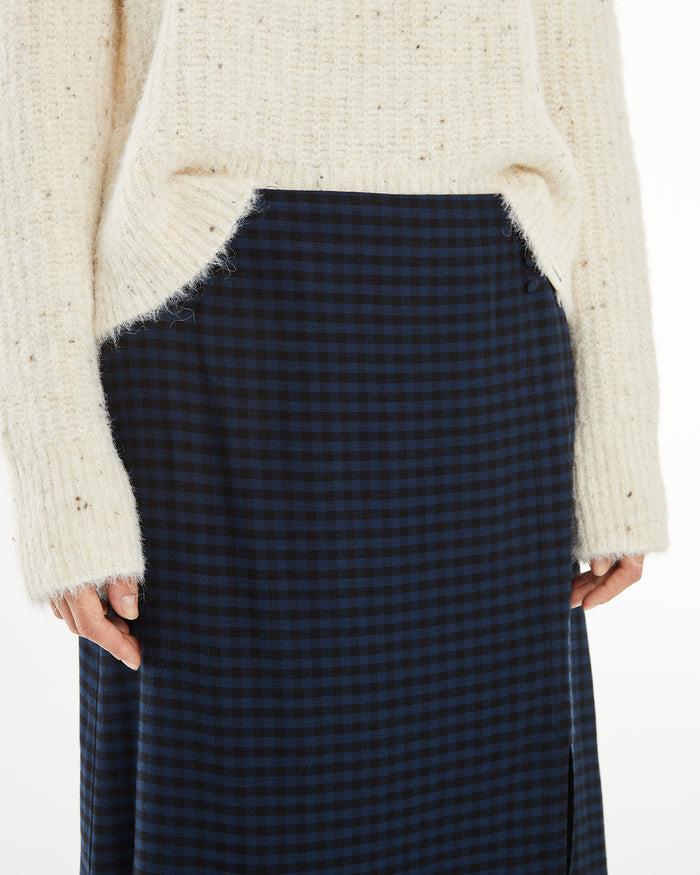 System Action Falda Midi Cuadros Detalle Costura Lateral Botones