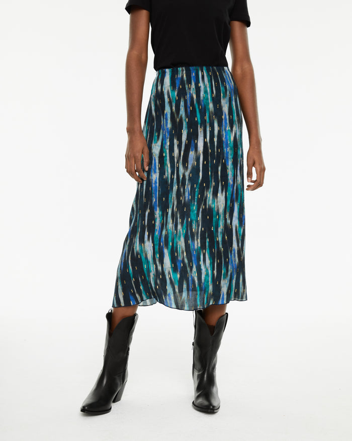 System Action Falda Midi Estampada Con Detalles De Lurex