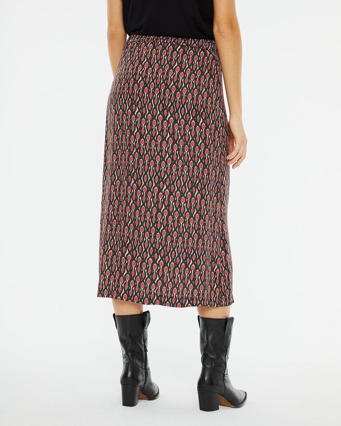 System Action Falda Midi Estampado Geométrico Botones Laterales