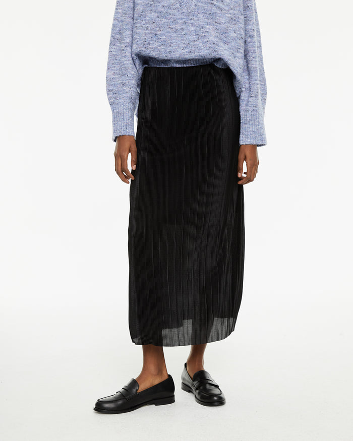 System Action Falda Midi Plisada Con Goma En Cinturilla