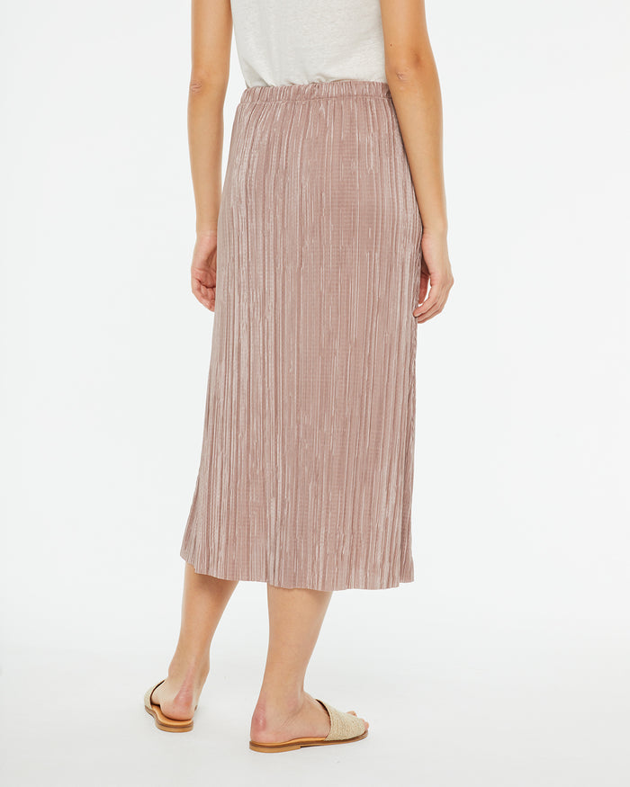 System Action Falda Midi Plisada Con Goma En Cinturilla