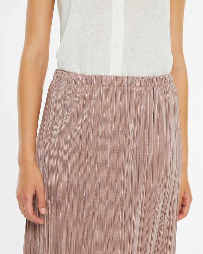 System Action Falda Midi Plisada Con Goma En Cinturilla