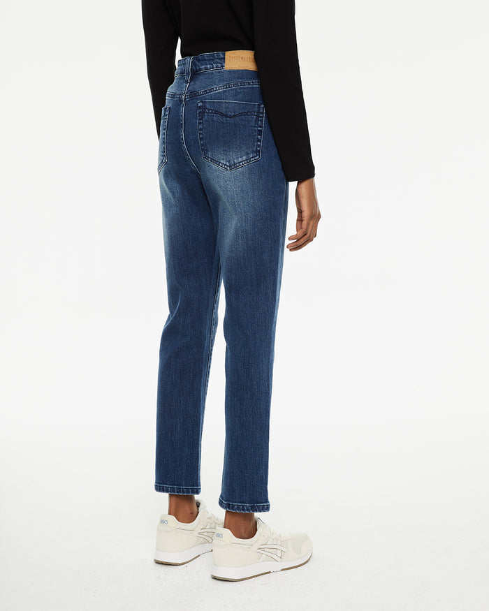 System Action Jeans Slim Fit Tiro Medio Cierre Cremallera Y Botón