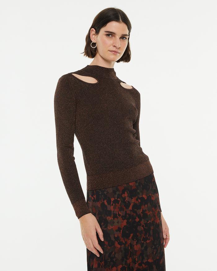 system action Jersey ajustado con brillo detalle cut out