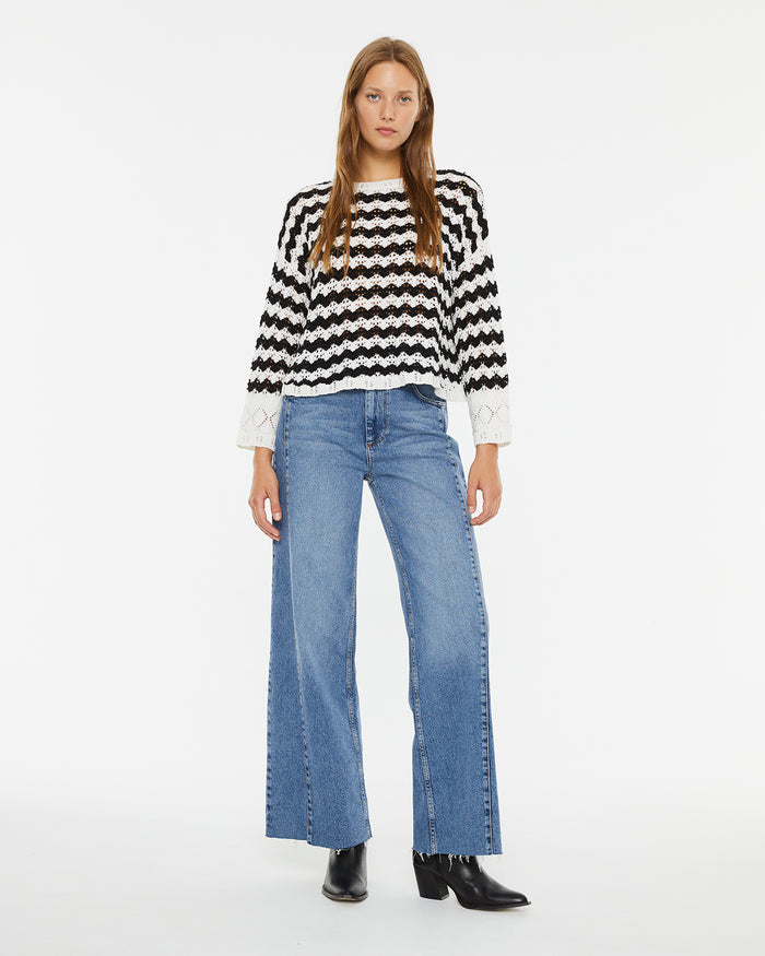 System Action Jersey Calado De Rayas Cuello Redondo