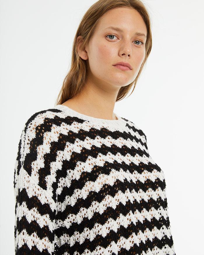 System Action Jersey Calado De Rayas Cuello Redondo