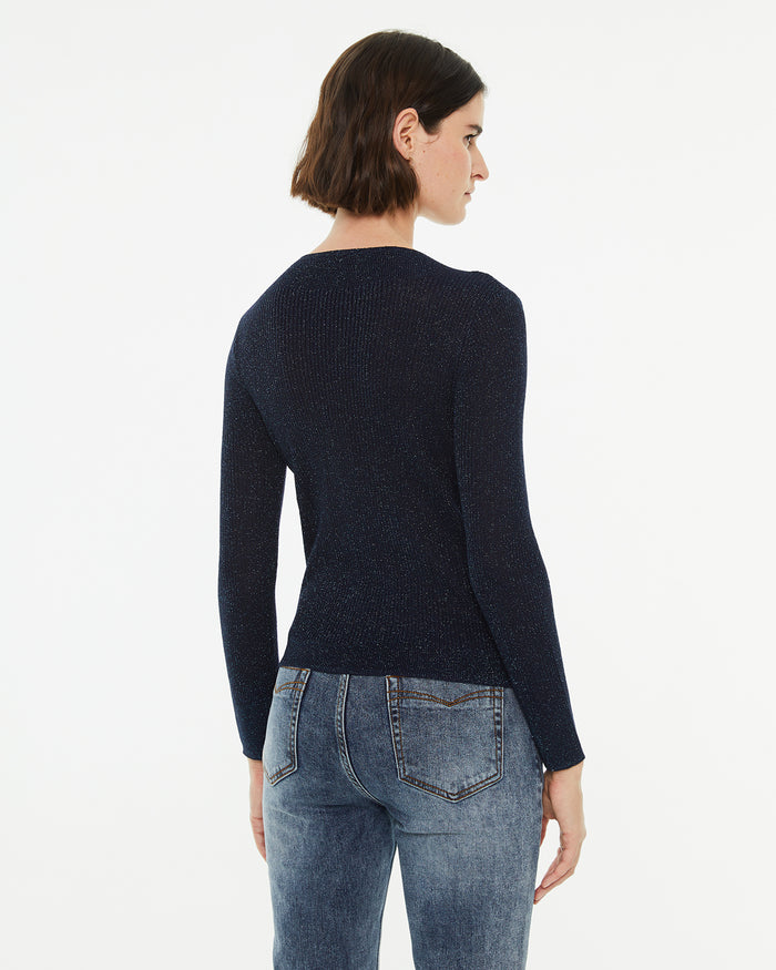 System Action Jersey Canalé Con Brillo De Manga Larga