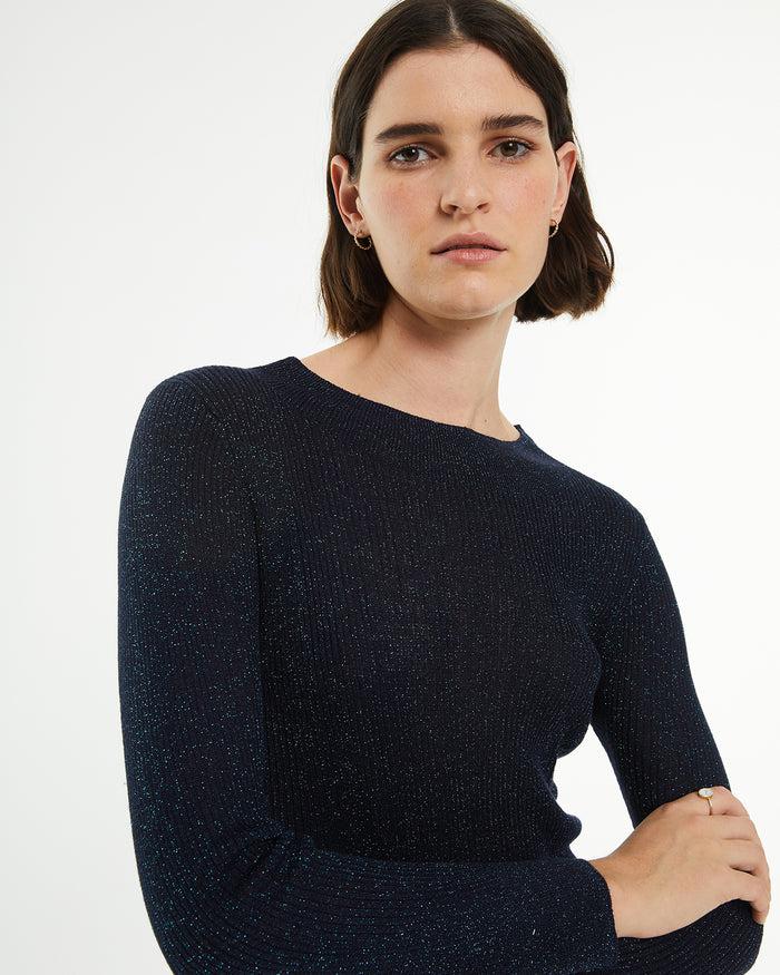 System Action Jersey Canalé Con Brillo De Manga Larga