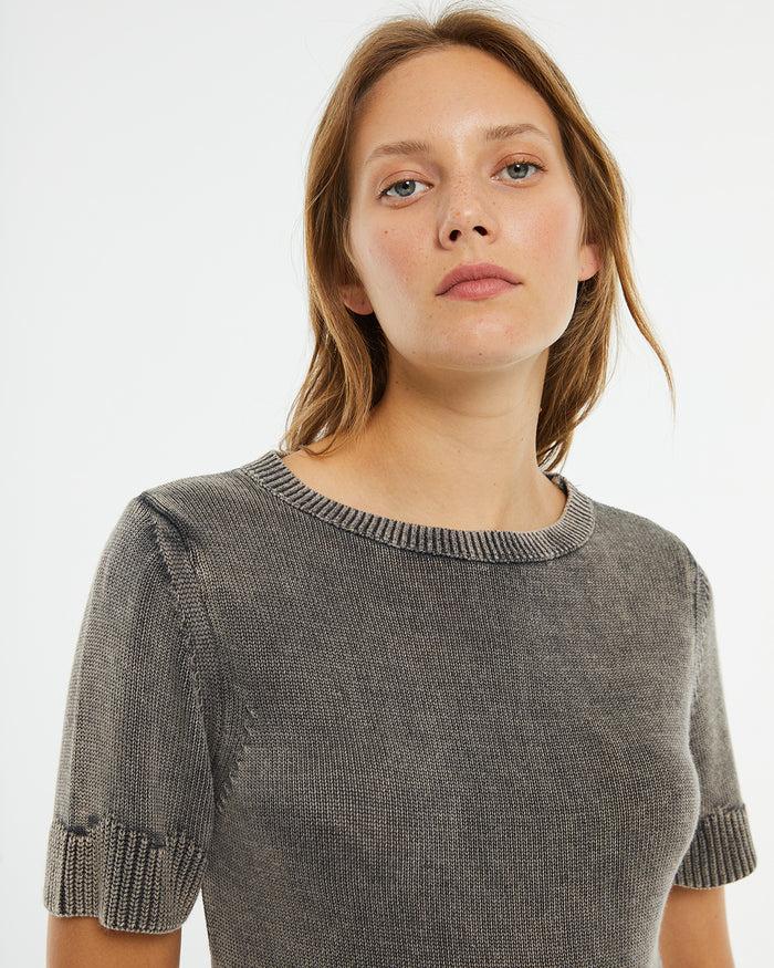 System Action Jersey Crop De Manga Corta Detalle Asimétrico Bajo