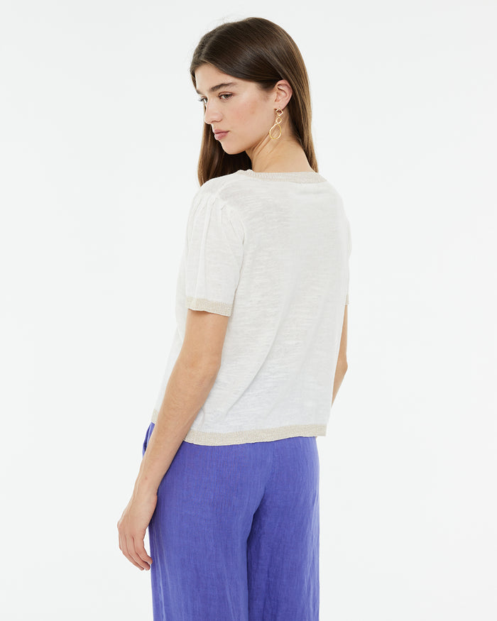 System Action Jersey Cuello Pico De Manga Corta Con Detalle Tira Escote