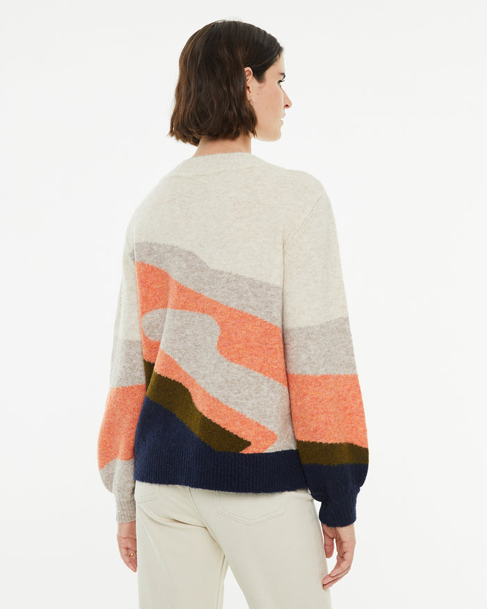 System Action Jersey Cuello Redondo Jacquard Paisaje