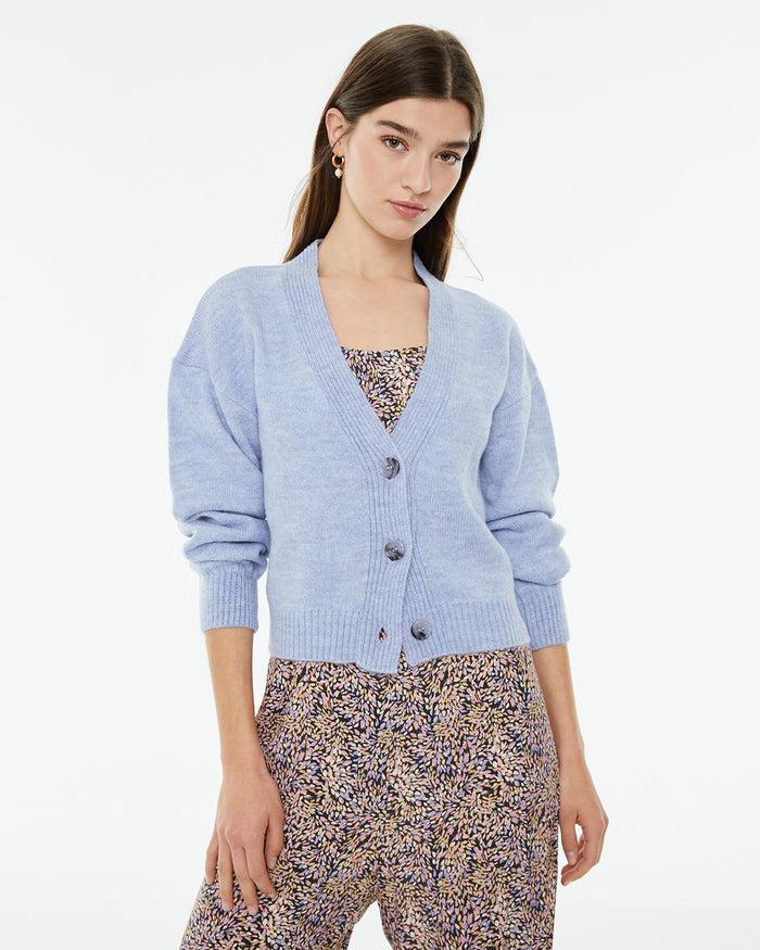 system action Jersey de mujer escote pico cierre triple botón delantero