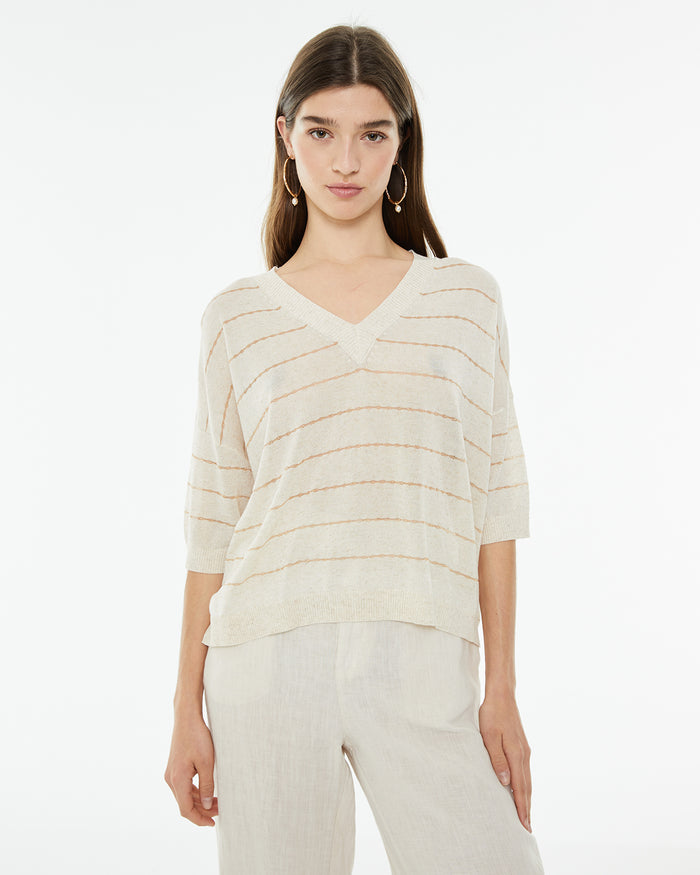 system action Jersey de rayas con lúrex y acabados en rib